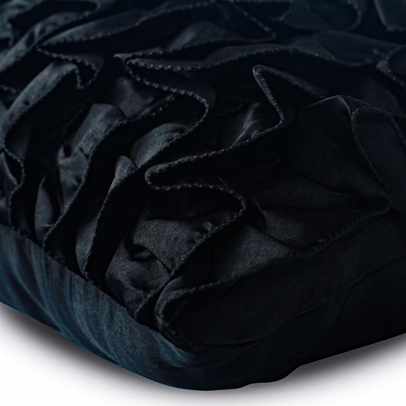 Vintage Black Black Satin Throw Pillow Cover