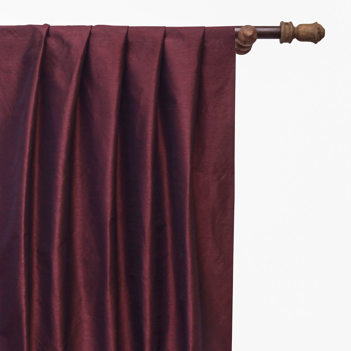 30” w panel, Faux Silk Red, Burgundy and Brown Stripe Silk top Finished Pinch-Pleated Panel with Hemmed Edges, 77.5 inch H x 30 inch W