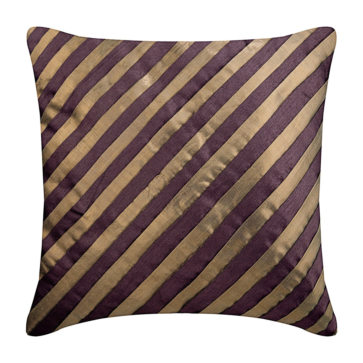 18X18 White + Textured Brown Stripes Throw Pillow