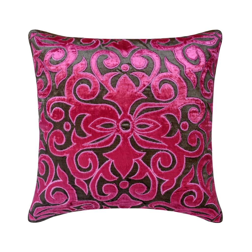 Fashion pink velvet euro sham