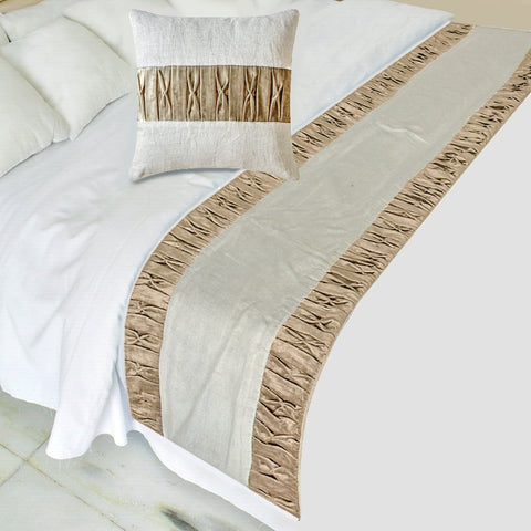 Brown Bed Runners with Matching Pillow Covers, Bed Scarves for