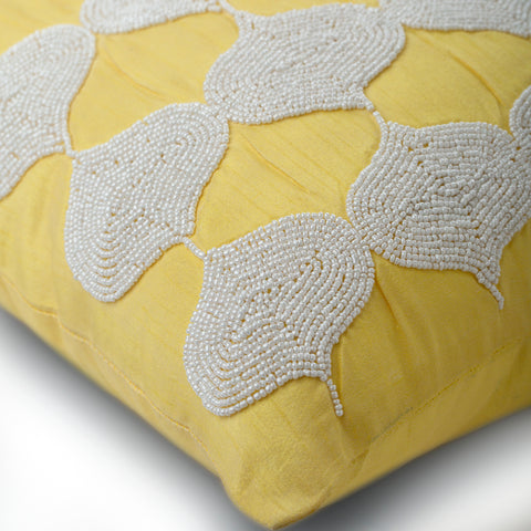 Hand-Woven Yellow Boho Moroccan Decorative Throw Pillow - 19.5 x 12